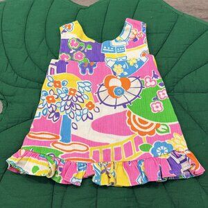 Vintage Kai Nani Hawaii 1Y Colorful Sleeveless Tunic Ruffle Hem